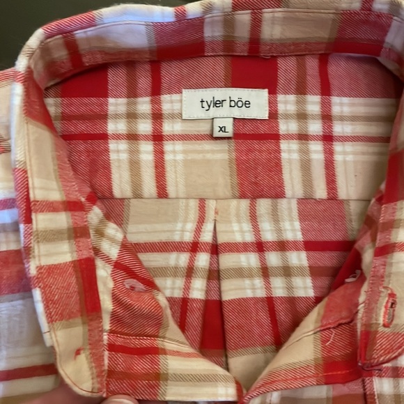 Tyler Boe Red Tan Plaid Flannel Shirt XL Brand New With Tags - Picture 15 of 15